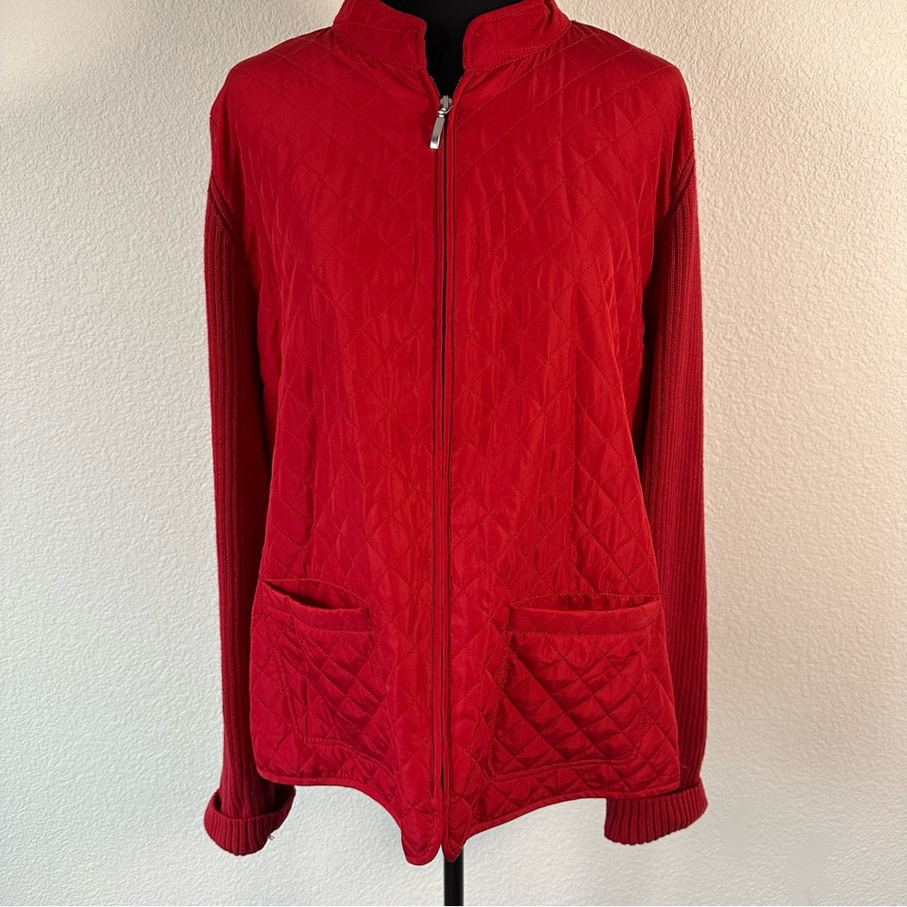 Women’s Croft & Barrow‎ Red Quilted Zip-Up Jacket XXL